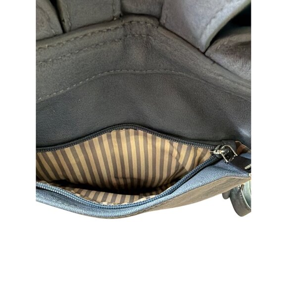 Miztique Backpack/Purse Blue Faux Leather Backpack Purse With Striped Lining - Picture 6 of 9